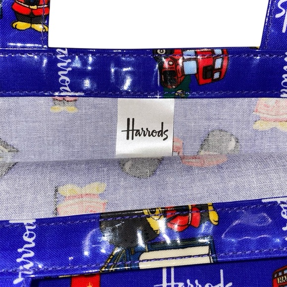 Harrods Teddy Bear Small Blue Tote Bag with London Icons - Picture 2 of 6